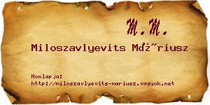 Miloszavlyevits Máriusz névjegykártya